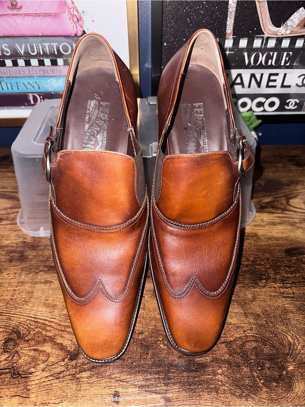 Salvatore Ferragamo Brown Leather Monk Strap Loafers 8.5 E Italy